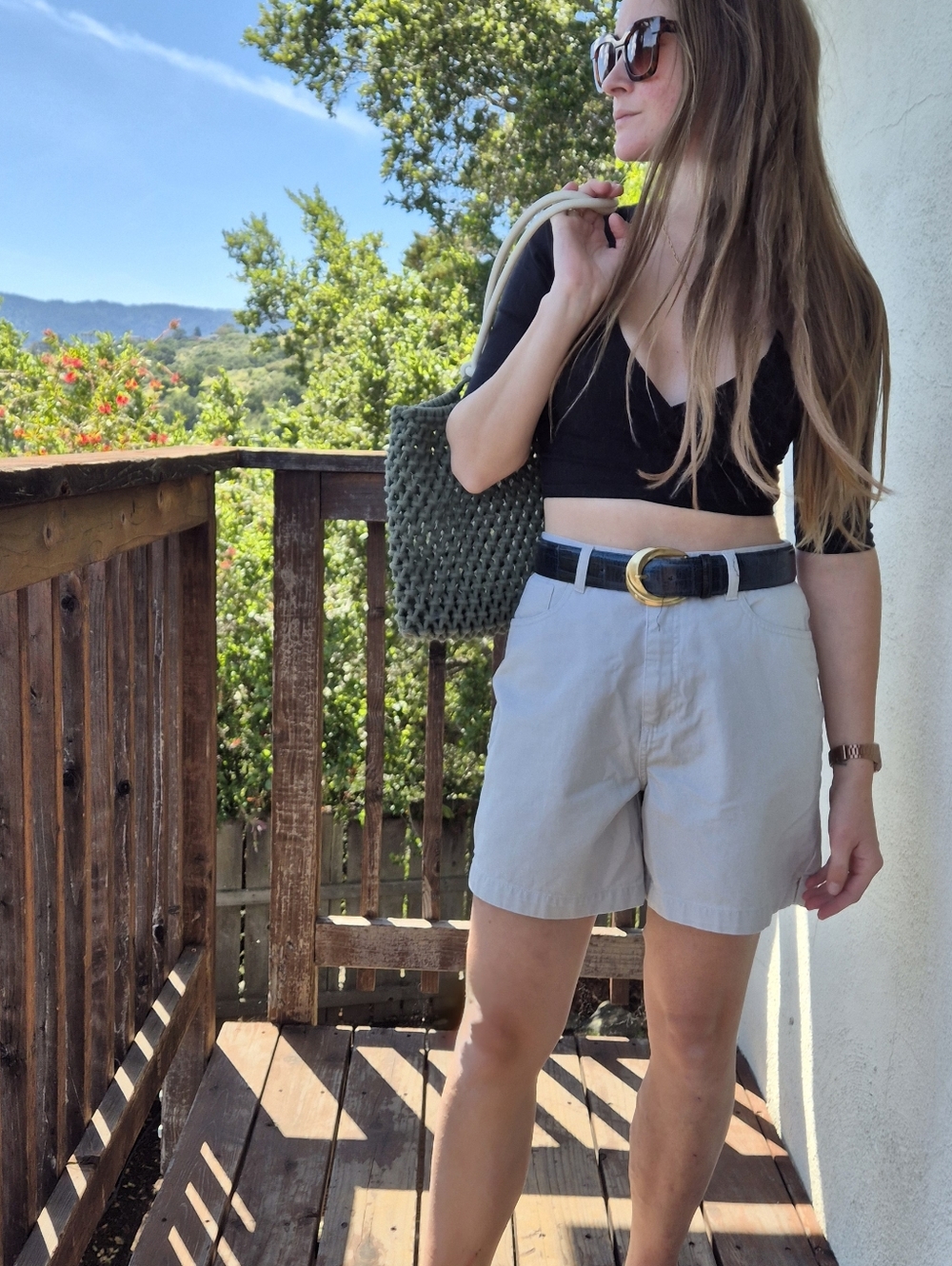 High-Waist Vintage Cotton Shorts Size 8